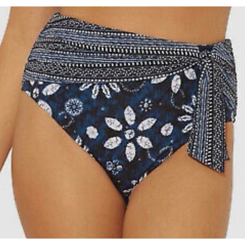 Bleu Rod Beattie Navy Take A Dip High Waist Bikini Bottom 10 Nwt